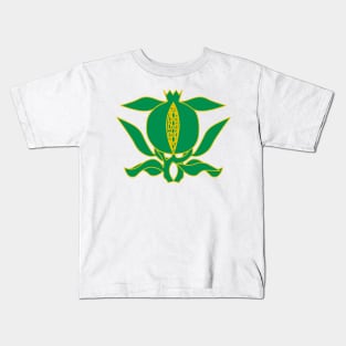 Green heraldic pomegranate Kids T-Shirt